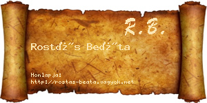 Rostás Beáta névjegykártya